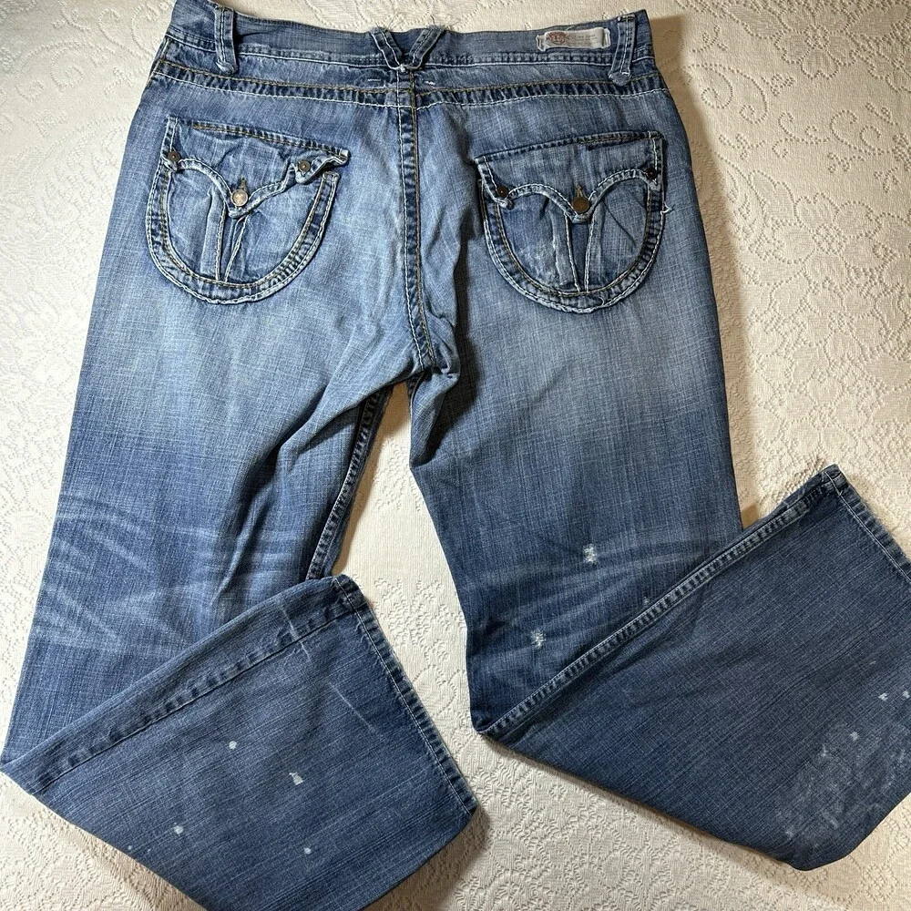 Division E Mens Distressed Embroidered Jeans Size 40x34 Los Angeles, USA Trend